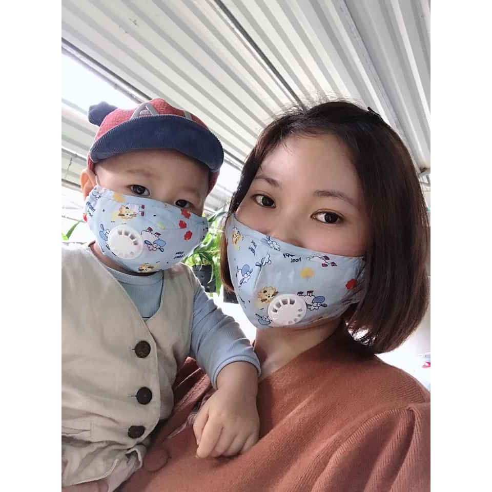 Khẩu trang cho bé vải kháng khuẩn 4 lớp có van thở Goodmama