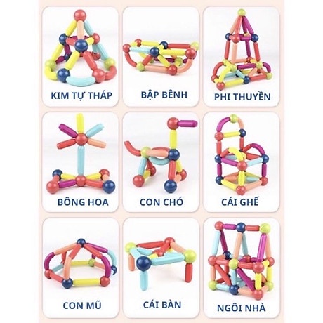 Đồ Chơi Ghép Hình Nam Châm 64 Chi Tiết, Phát Triển Trí Thông Minh Cho Bé, Ghép hình nam châm Mới Nhất - SEASHOP9X