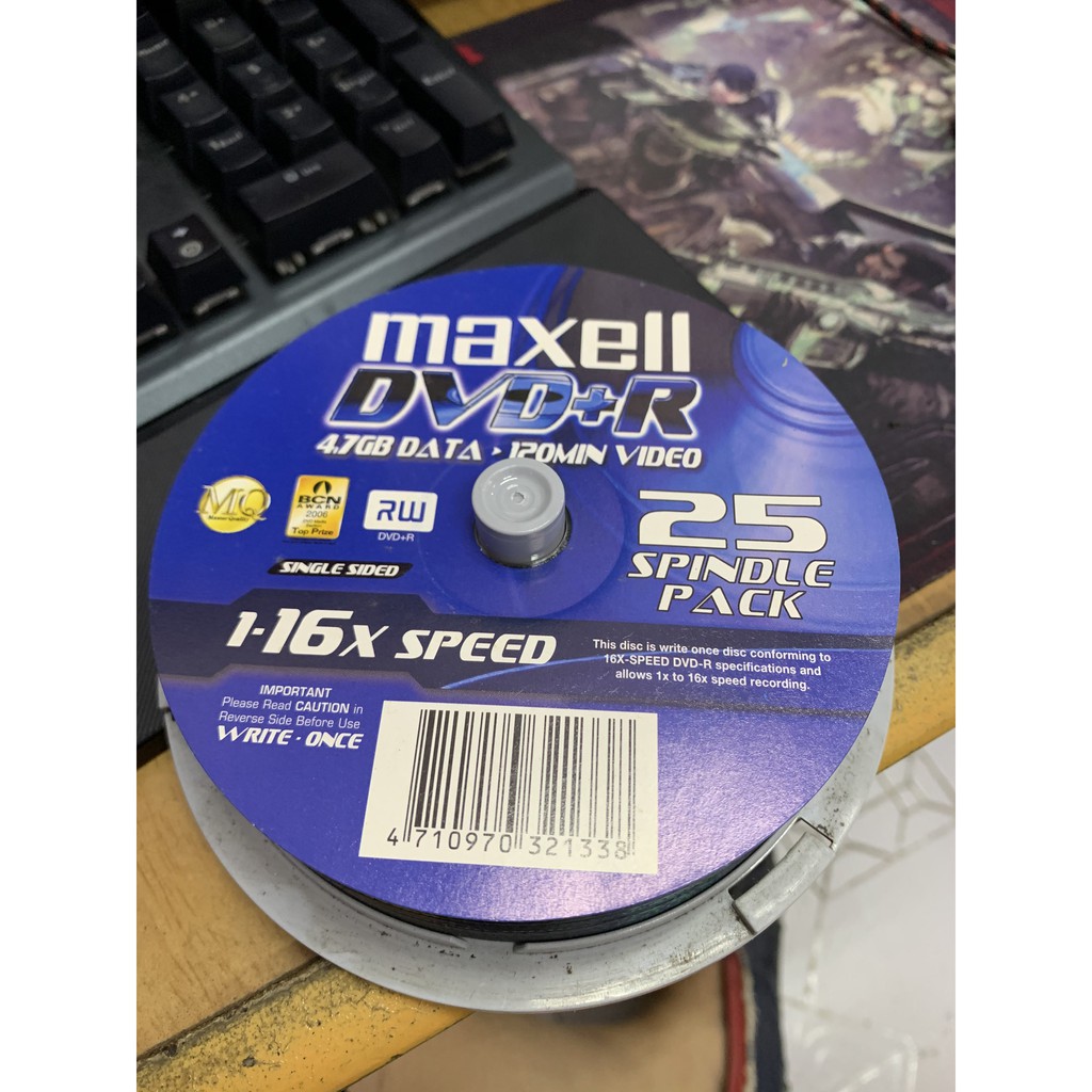 Đĩa DVD+R Maxell 16x 120min 4.7Gb Single pack tray