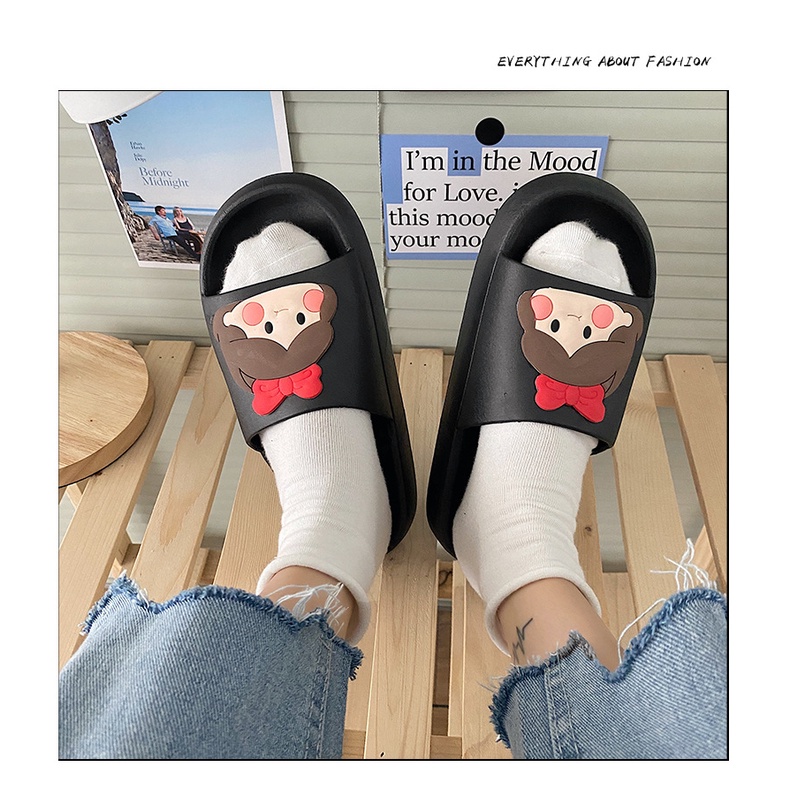 Dép quai ngang, dép bánh mì hoạ tiết cô gái nơ đỏ 2 màu TOOSHOP