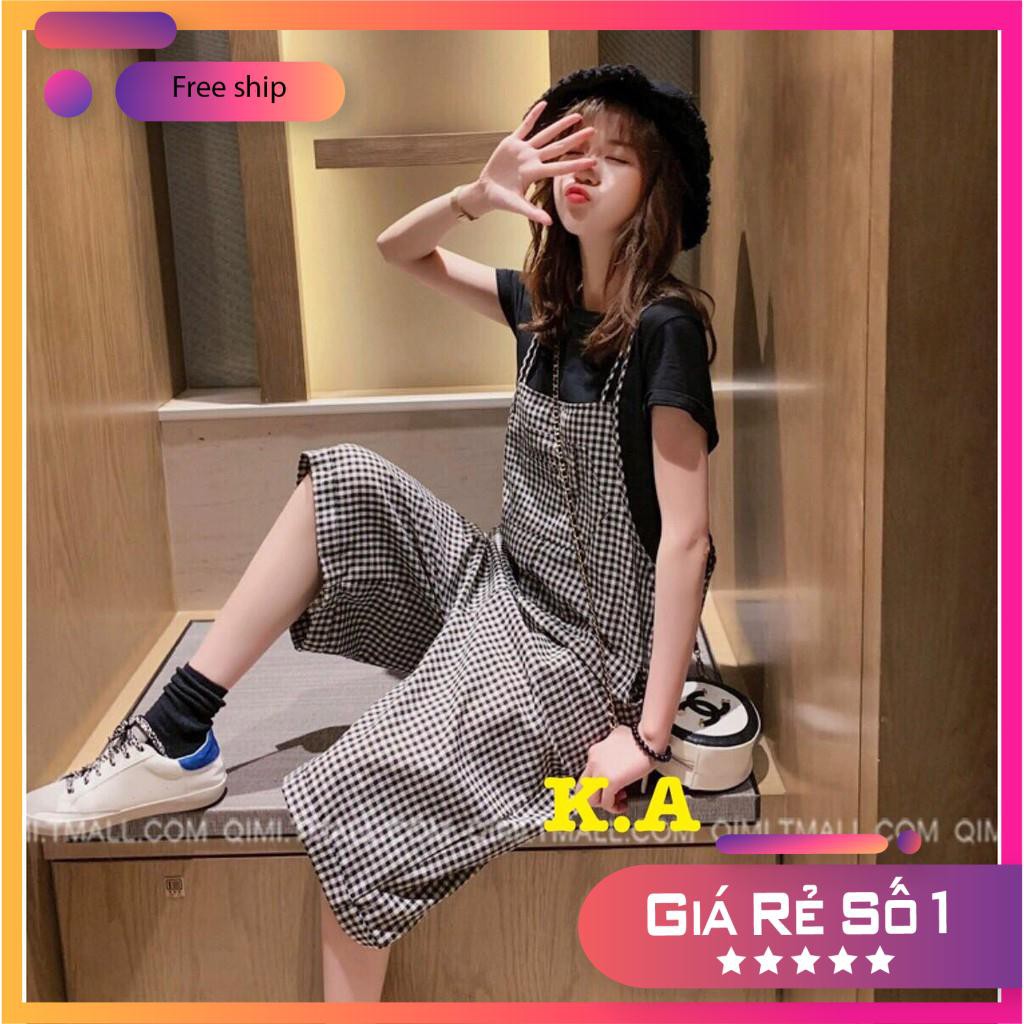 [FREESHIP TỪ 99K]Sét Quần Yếm Ống Rộng Áo Phông Thun