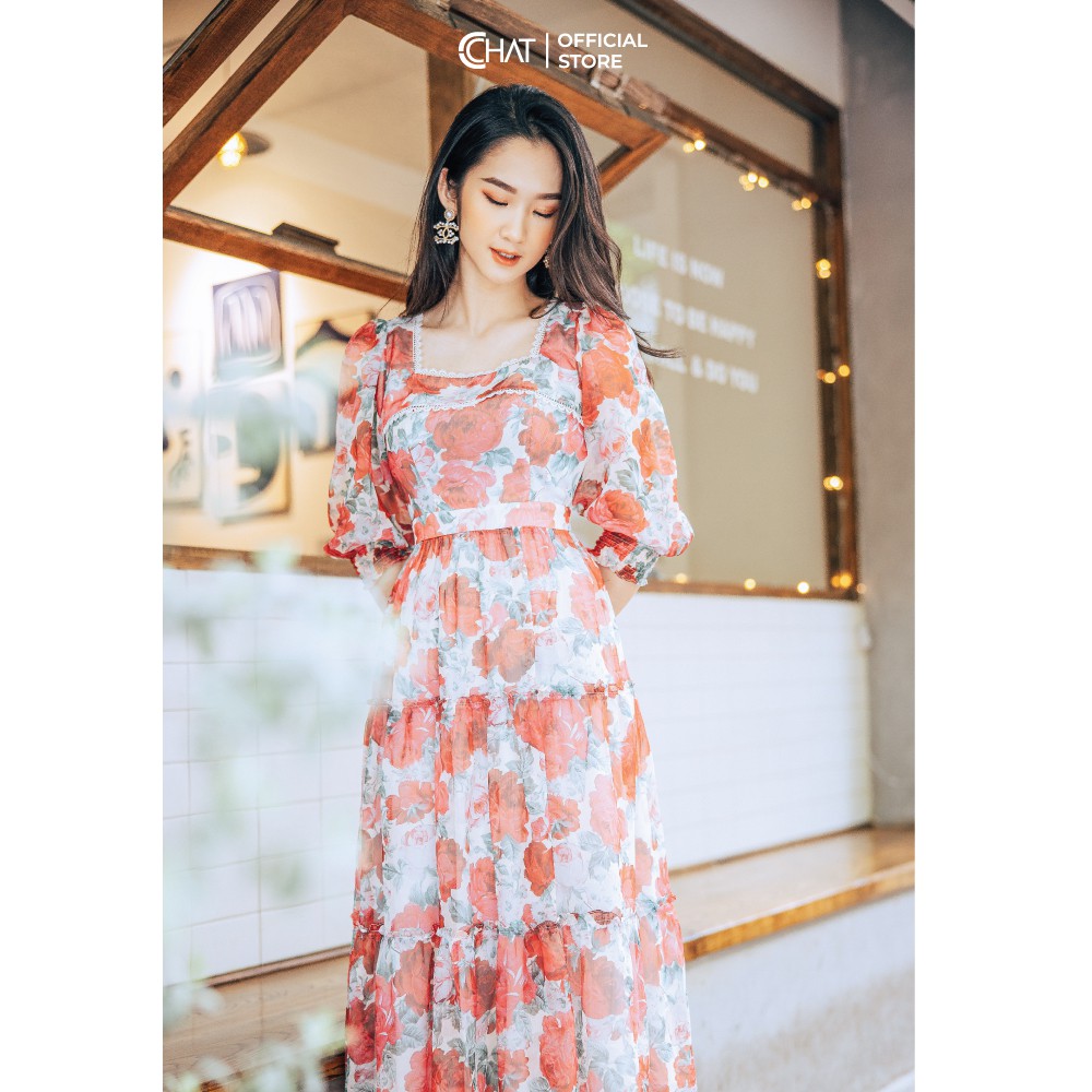 Váy HT cổ nhún xoè tầng CCHAT | BigBuy360 - bigbuy360.vn