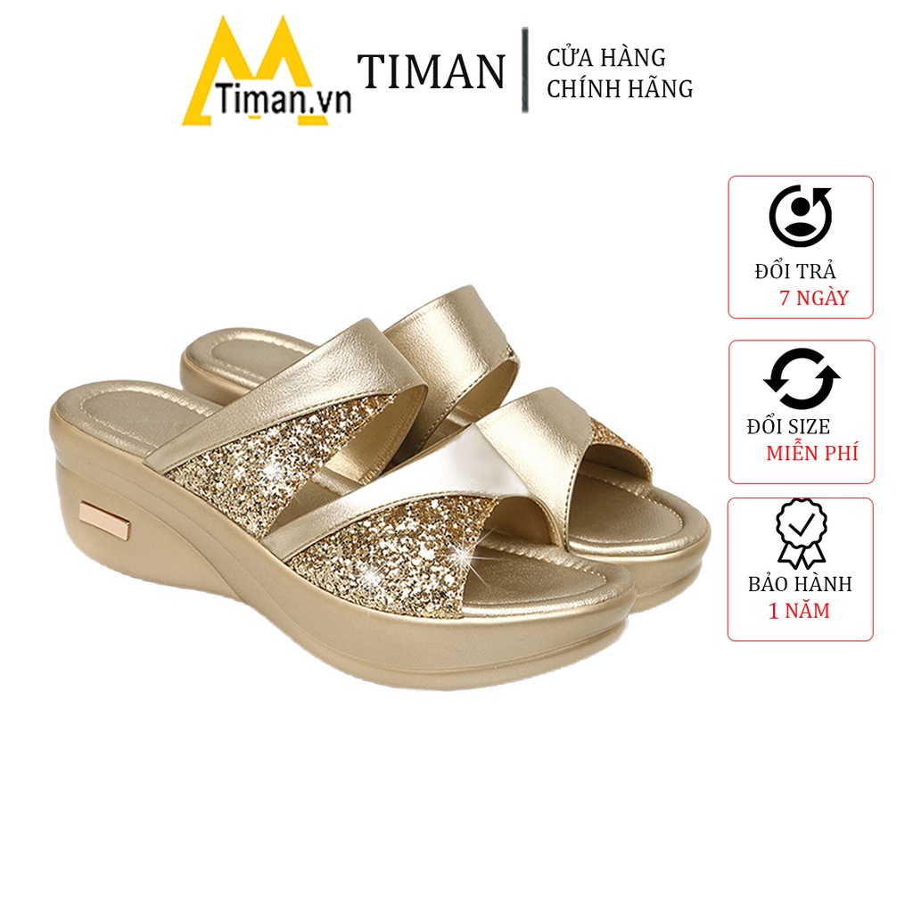 Dép nữ quai ngang quai hậu bánh mì cao gót lê đế xuồng xỏ ngón thời trang thiết kế sục đẹp bảo hành 1 năm K14 TIMAN