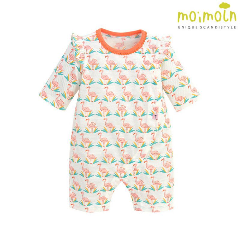 (Sz 80)-Body cotton giấy lửng Moimoln hoạ tiết thiên nga hồng