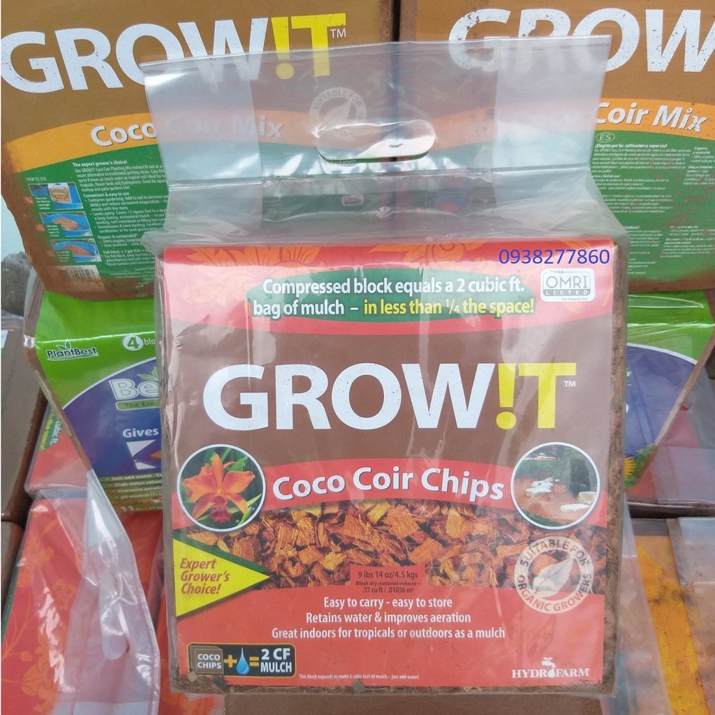 Mụn dừa GROW!T Coco Coir Chips, xơ dừa Grow !T, Hàng xuất khẩu Châu Âu, Mỹ, Canada - Giá thể trồng cây