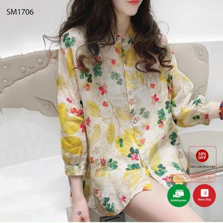 Áo sơ mi nữ form rộng TNT, sơ mi nữ dài tay kiểu hàn quốc dáng dài chất thô lụa