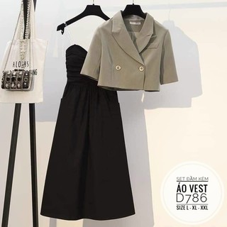 sét đầm kèm áo vest BIGSIZE