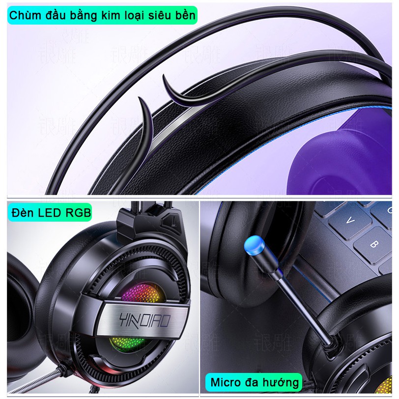 Tai nghe chụp tai gaming chính hãng SIDOTECH YINDIAO Q3 loại tai nghe Over Ear chống ồn có mic cho máy tính bàn laptop