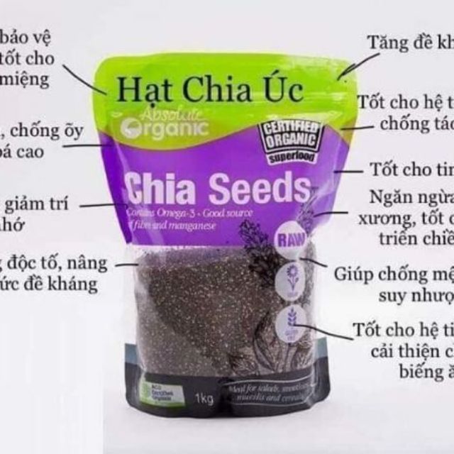 Hạt Chia Úc ( Tặng kèm bút sợi hàng giả)