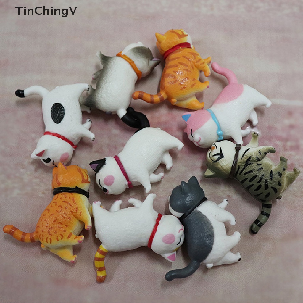 Set 9 Mô Hình Chú Mèo Nhân Tạo 5cm Dễ Thương Trang Trí Nhà Cửa