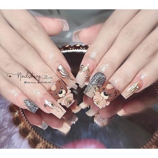 Gấu bột nail, Gấu nơ gắn móng trang trí móng