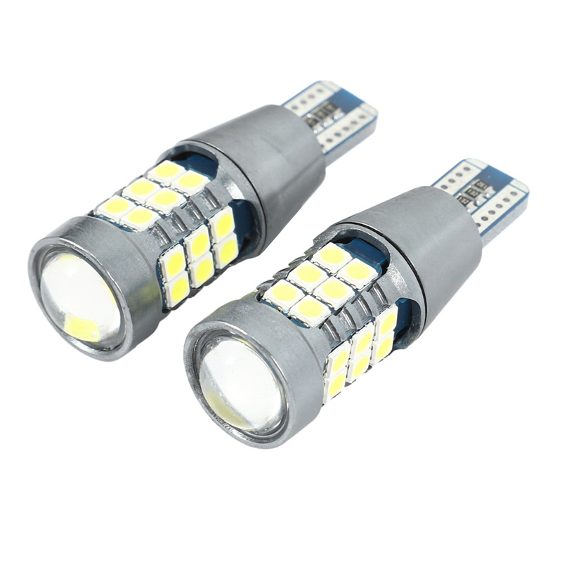 Bộ 2 Đèn Led Tín Hiệu 3030 27Smd T15 Ánh Sáng Trắng / Đen Chất Lượng Cao Cho Xe Hơi