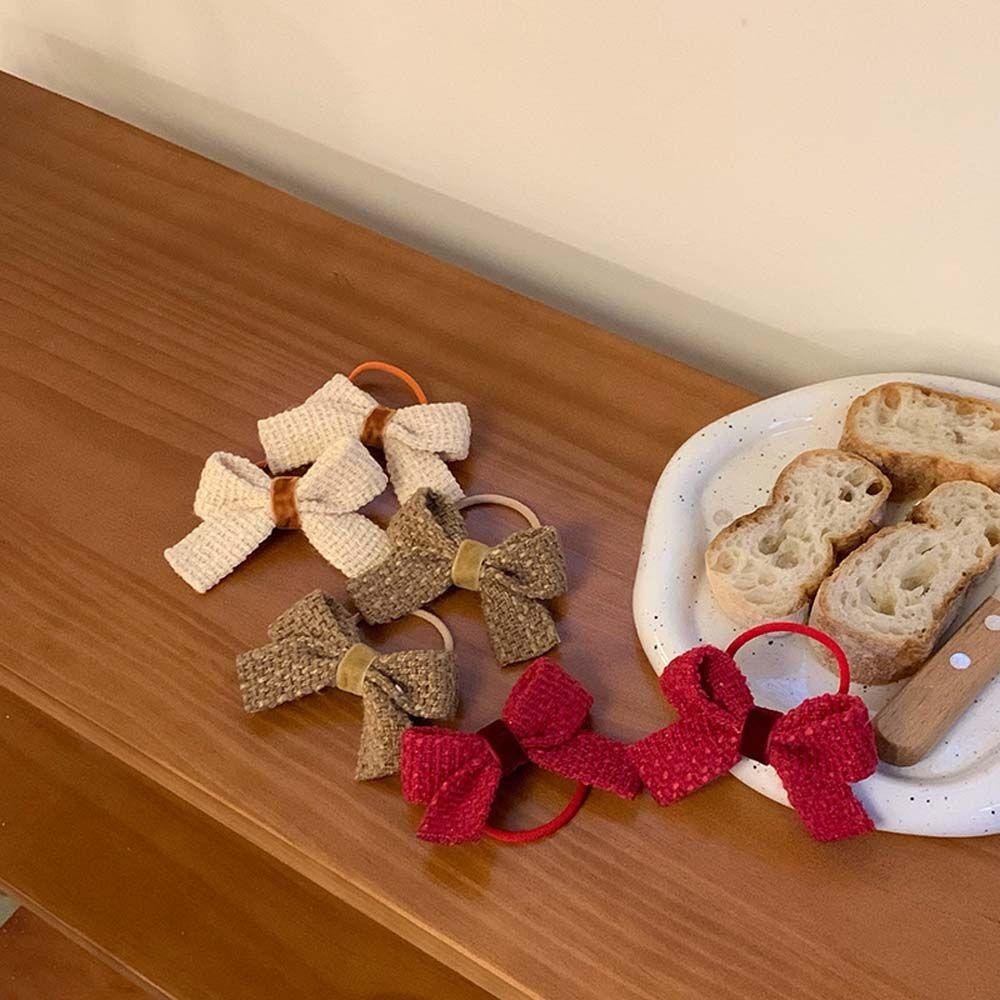 TWINKLE Dây Cột Tóc Đuôi Ngựa Co Giãn Đính Nơ Đơn Giản Phong Cách Hàn Quốc Cho Nữ