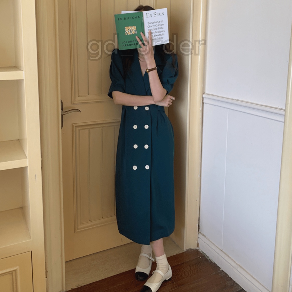 D49|Đầm cổ vest thanh lịch cho nữ công sở gd_order