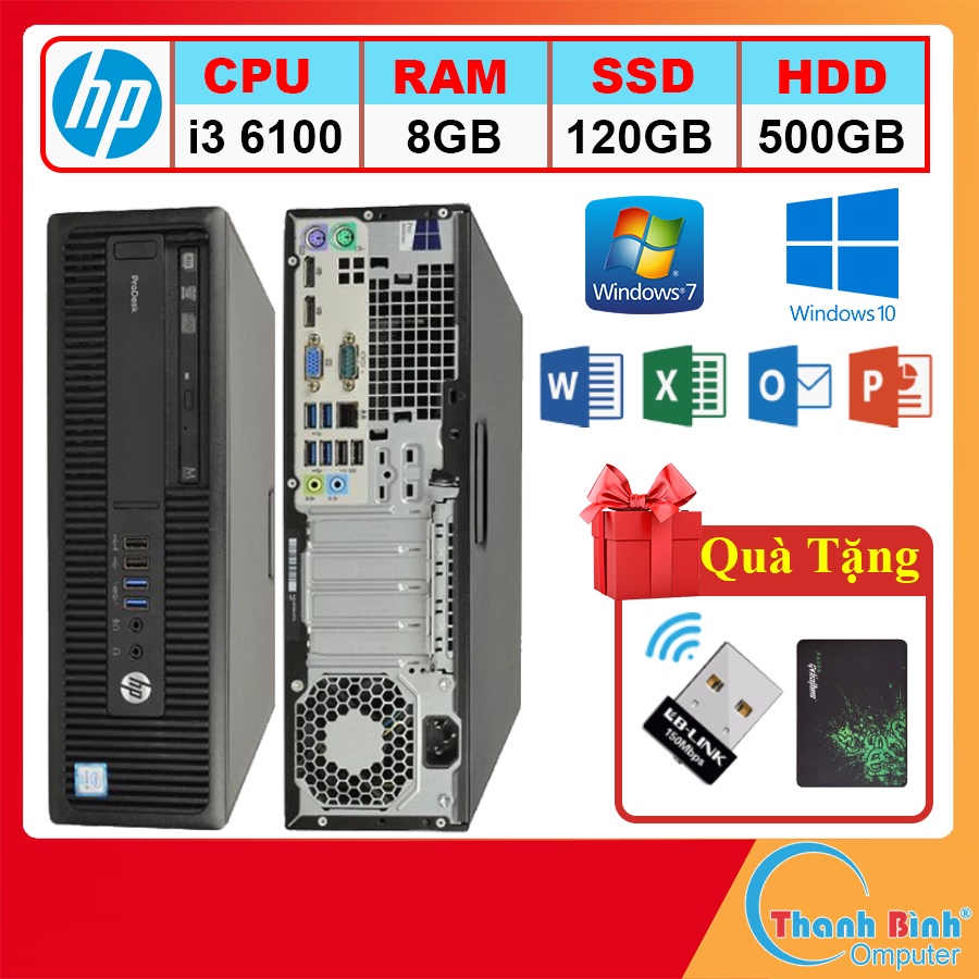 Máy Tính Đồng Bộ 💟ThanhBinhPC💟 Máy Tính Văn Phòng - HP ProDesk 600G2 ( Core I3 6100/ 8GB/ 120G/ 500G ) - Bảo Hành 12T.