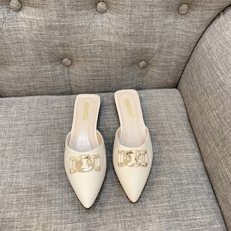 {Hình thật} Dép sục khóa xích mũi nhọn sang trọng,lịch sự cho mọi lứa tuổi