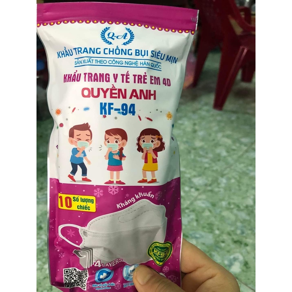 COMBO 50 Khẩu Trang DC KF94 Trẻ Em, phù hợp Bé từ 3-9tuổI