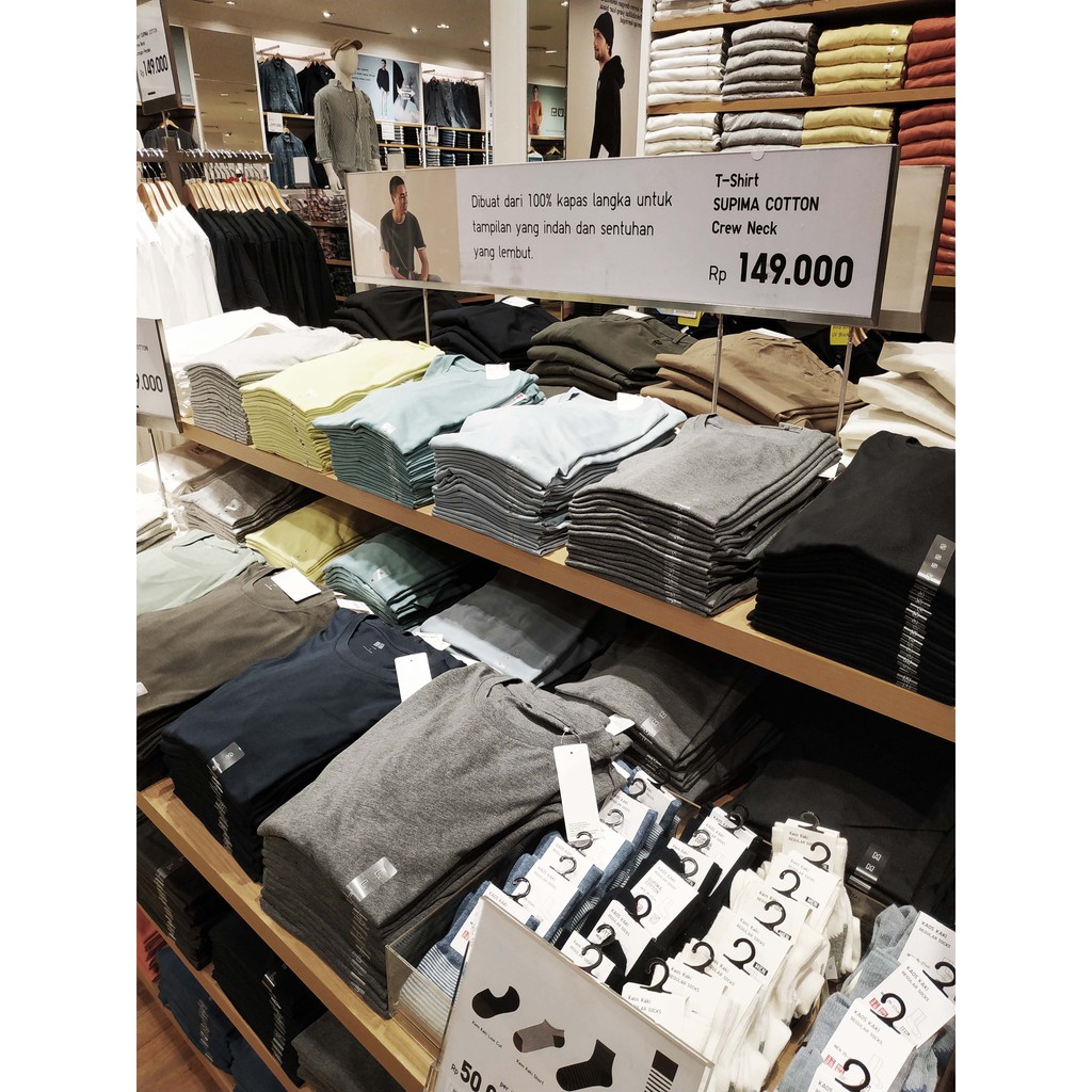 Áo Thun Cotton Trắng Trơn In Chữ Uniqlo Supima