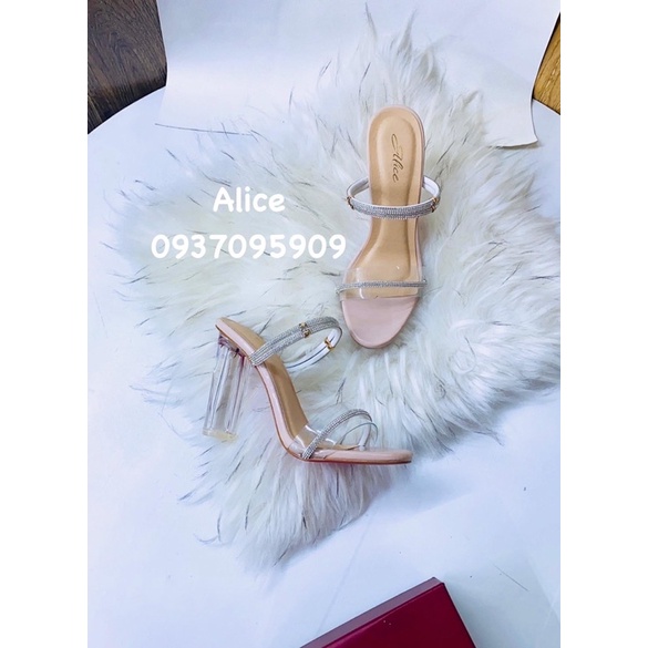 ( Hình Thật ) Sandal Quai Trong Gót Trụ 10P, Mũi Nhọn - Hàng VNXK Cao Cấp - Full size 34-50