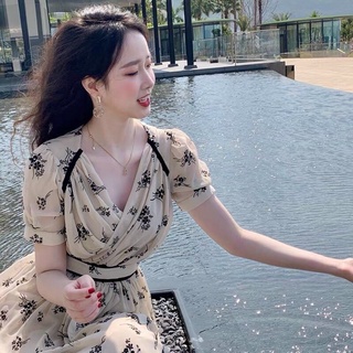 Đầm voan lụa hoa nude siêu xinh