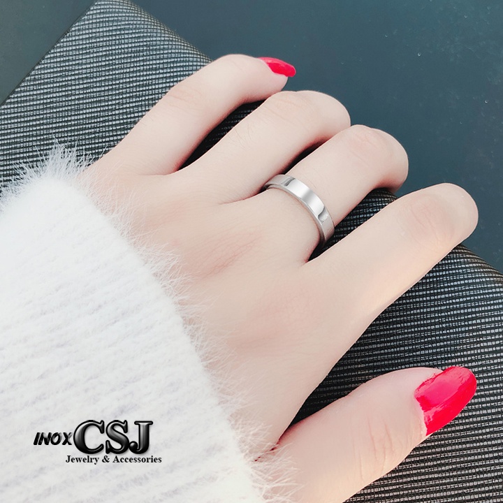 Combo 10 Nhẫn trơn inox bản 4mm sáng đẹp không đen hợp thời trang mang cá tính độc đáo