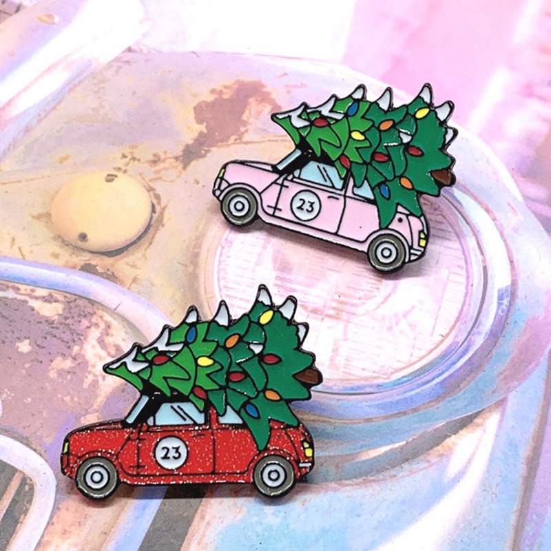 Fashion Christmas Tree &Truck Food Brooch Pin Collar Womens Xmas Jewelery Gifts