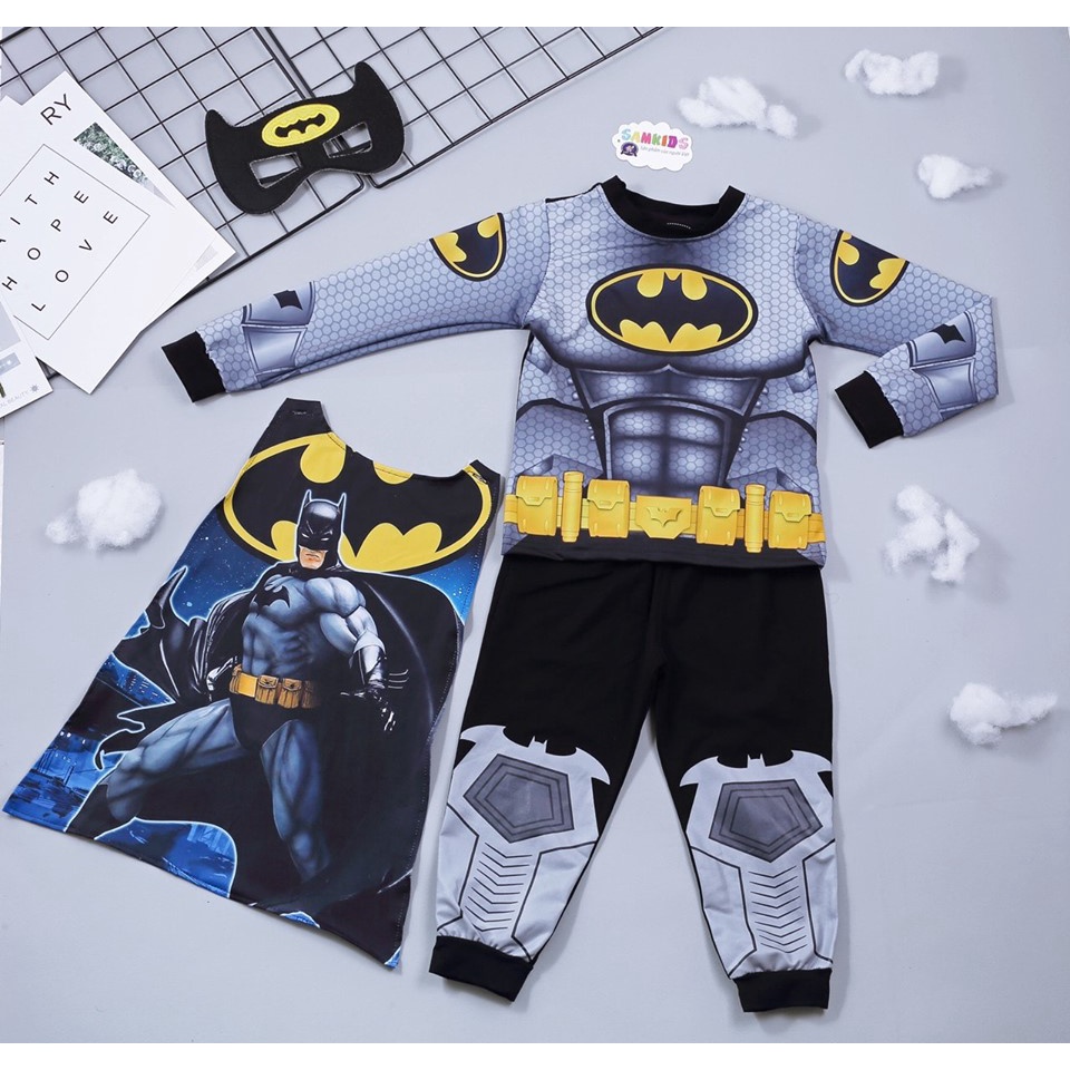 [CHÍNH HÃNG]Bộ tay dài Siêu nhân anh hùng Người nhện, batman, Super man Samkids