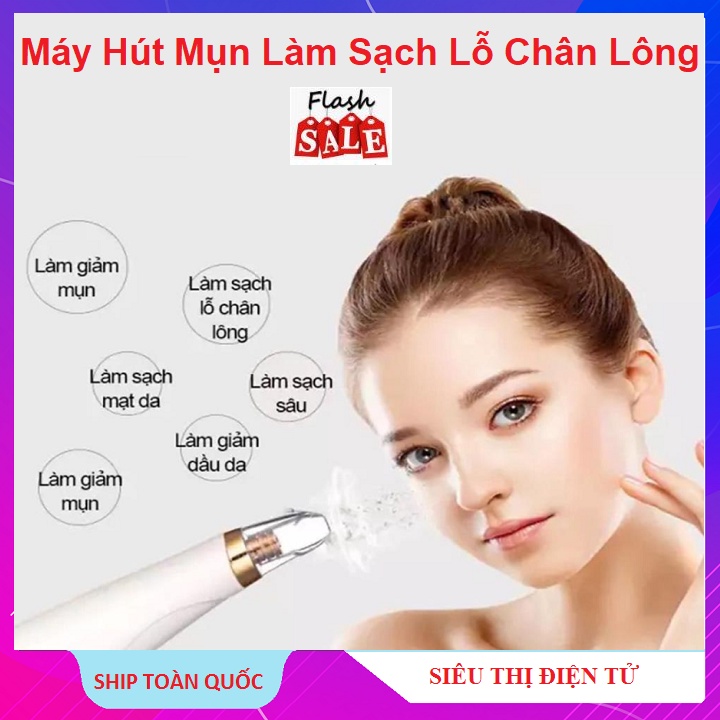 Máy Hút Mụn Nhập Khẩu Dùng Pin, Làm Sạch Lỗ Chân Lông Kèm 3 Đầu Hút - Lực Hút Mạnh Êm  - Không Gây Ồn - Bảo Hành 6 Tháng