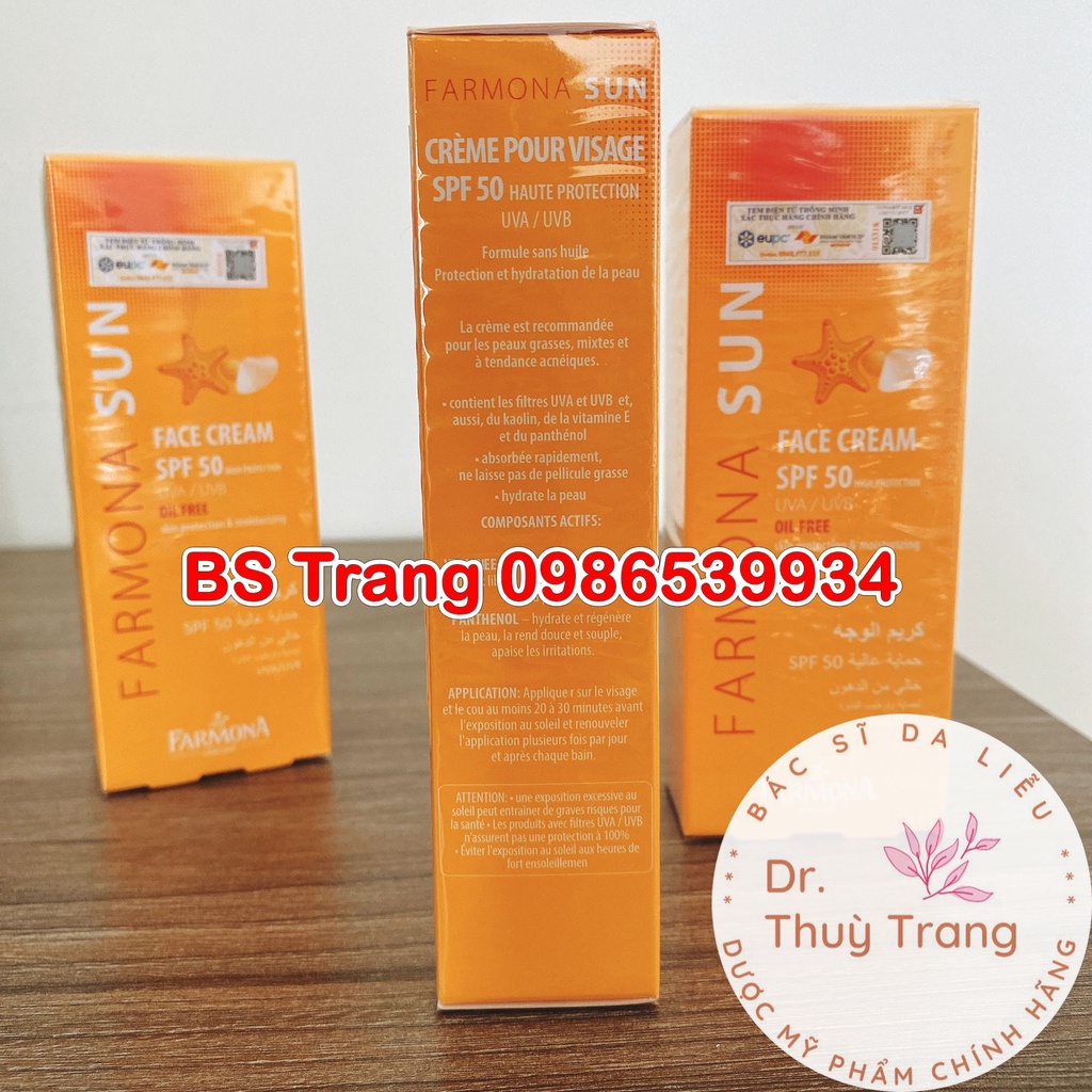 [NHẬP KHẨU] Kem chống nắng da dầu FARMONA SUN FACE CREAM SPF 50 OIL FREE 50ml