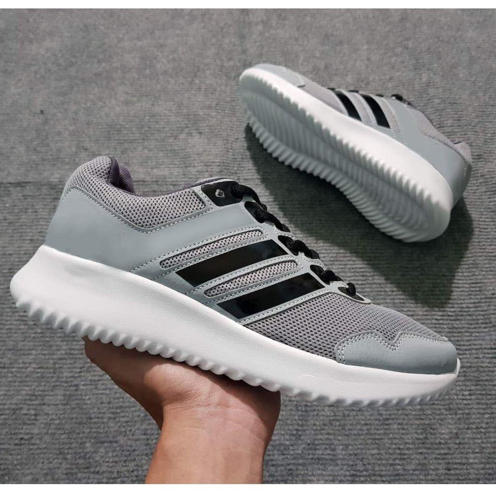 Giày Thể Thao Sneaker Tăng Chiều Cao Xám Sọc Đen