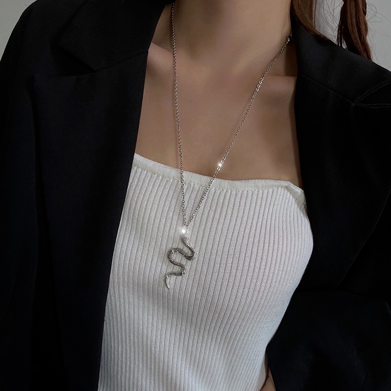 Dây chuyền kim loại hình rắn phong cách punk cá tính