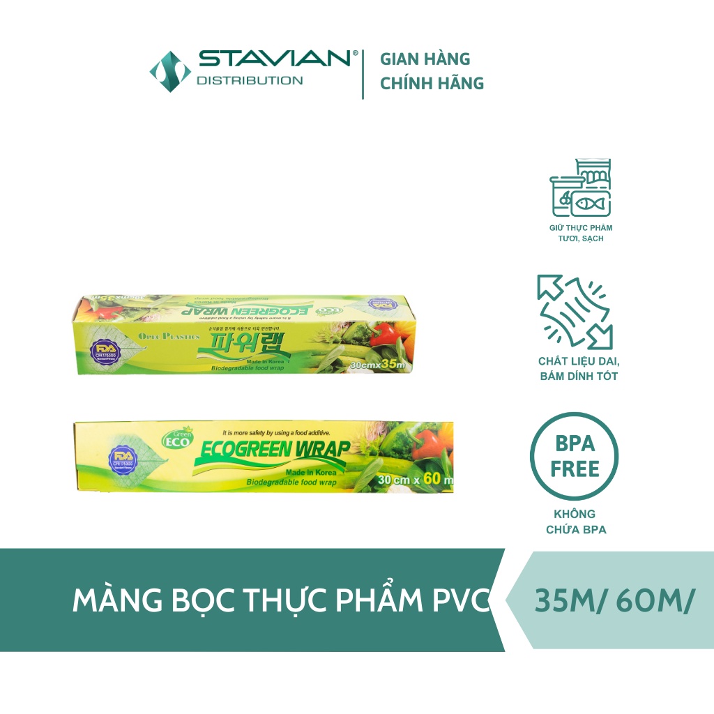Màng bọc thực phẩm Power Wrap PVC tự hủy sinh học 30cmx 60m, 30cm x 35m