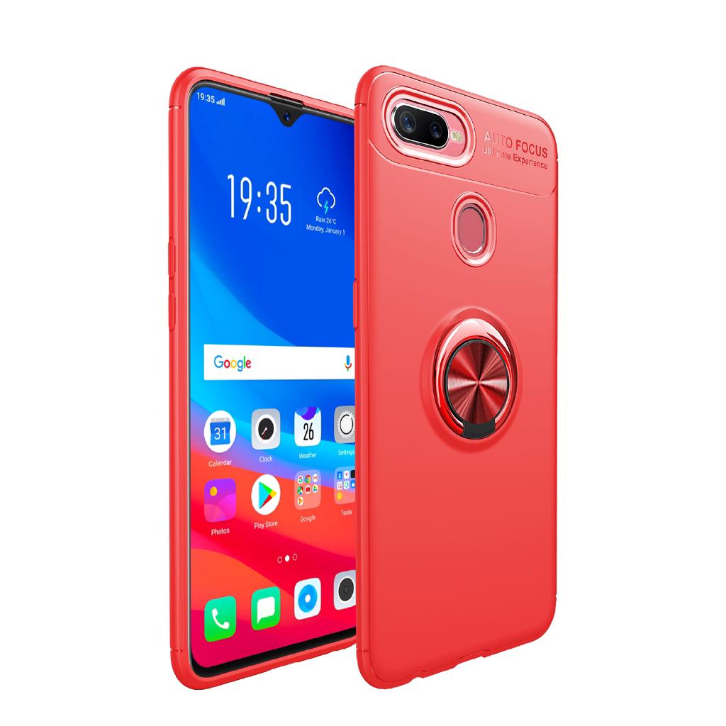 For oppo f9 cover 360° magnetic ring holder stand case soft tpu back cover