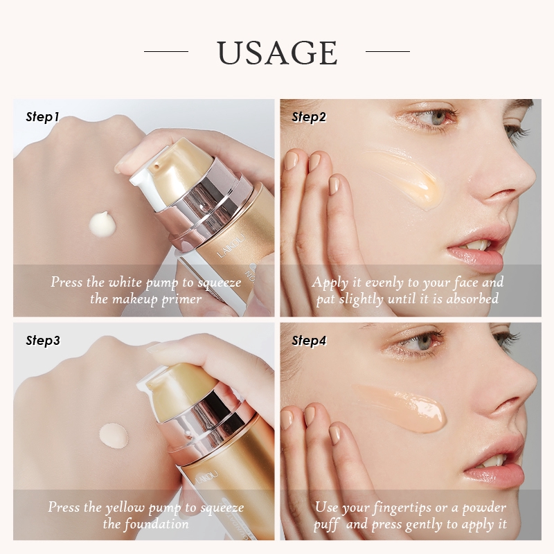 Kem Nền Dạng Lỏng Laikou 2 Trong 1 25g + 25g Chống Thấm Nước Màu Tự Nhiên