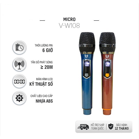 Micro Không dây chính hãng BEST SOUND U-WR20 | V-W108 | V-W003 | V-W003A , Chuyên dụng hát Karaoke Loa kéo, Amply