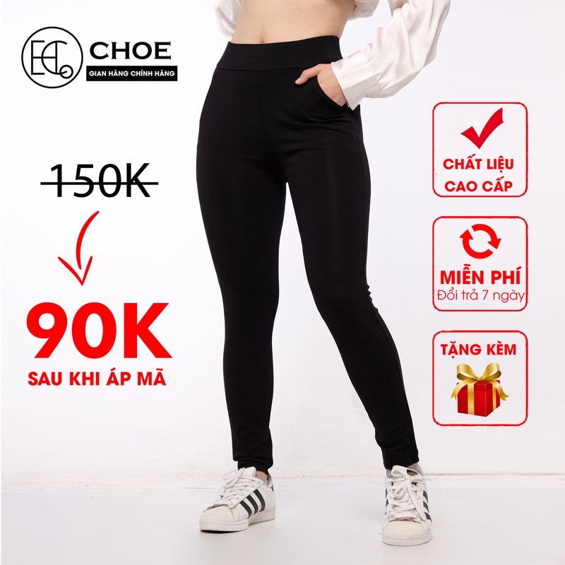 Quần Legging nữ dáng dài túi trước CHOE nâng mông cạp cao gen bụng chất liệu cotton cao cấp ôm bó co
