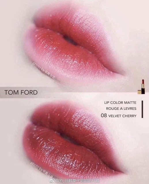 Son Tom Ford 08 Velvet Cherry - tone màu đỏ rượu vang