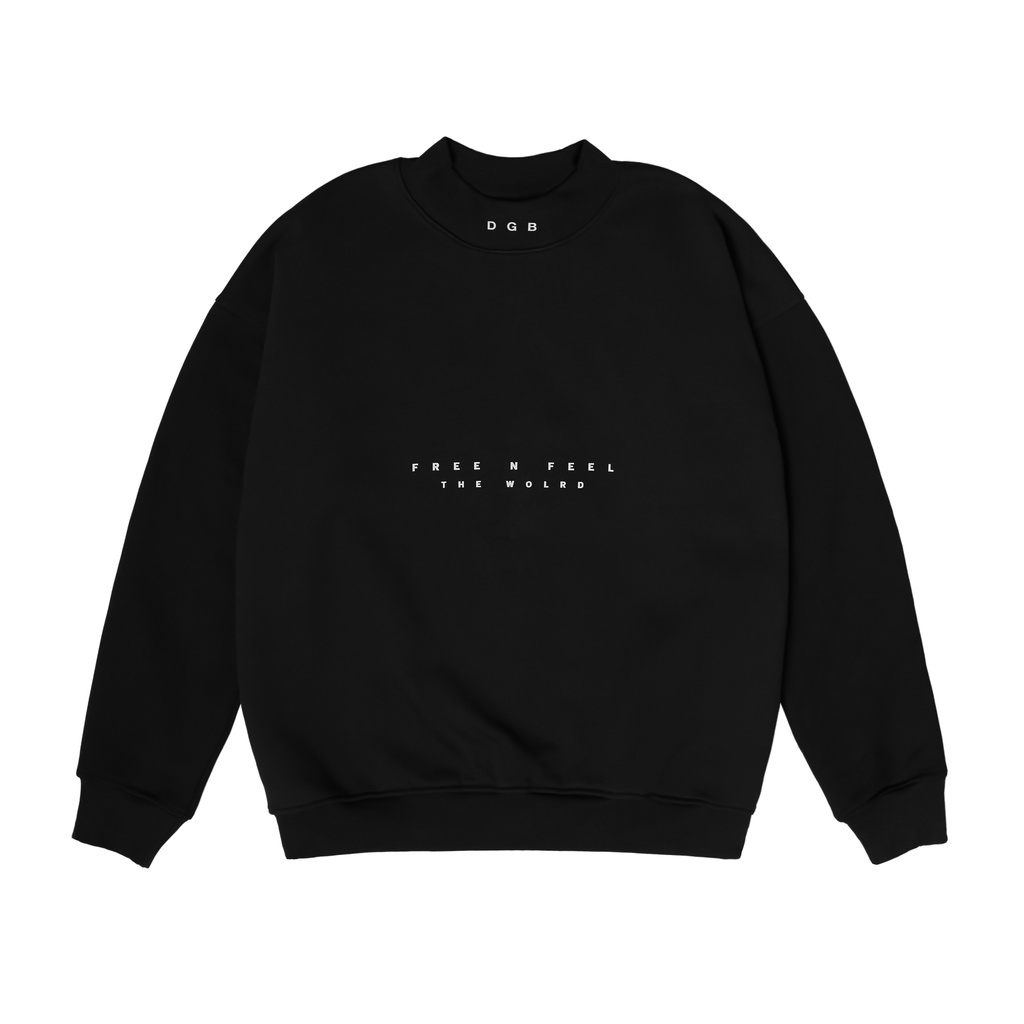 ÁO SWEATER NỈ BÔNG CỔ CAO SLOGAN DGB Nam Nữ form rộng, unisex, Basic trơn đen - Sweater Local DRAGONBYBOI | BigBuy360 - bigbuy360.vn