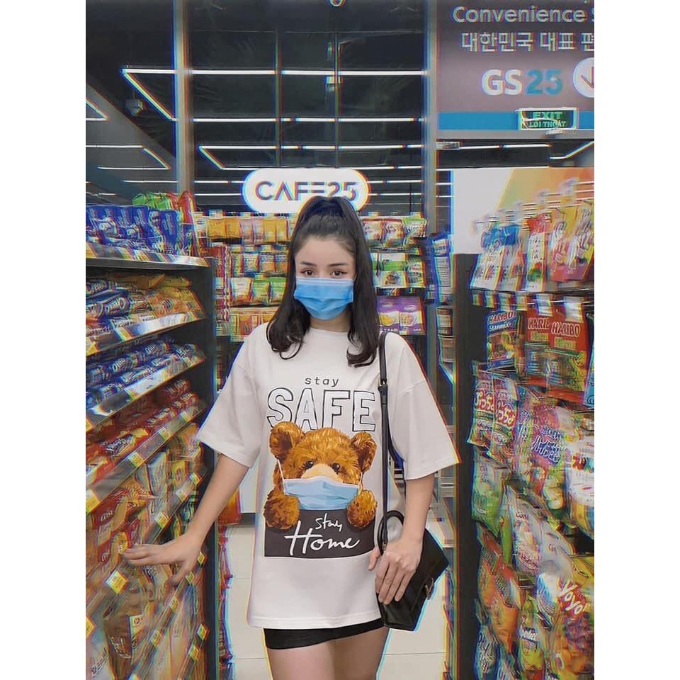 Áo Thun Tay Lỡ Gấu Safe Phòng Dịch Siêu Đẹp CAMNHUNG Áo Thun Nam Nữ Unisex Hot Hit