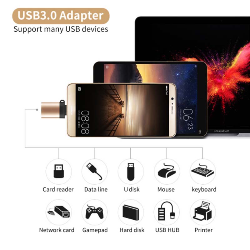 Đầu Chuyển Đổi Usb C Sang Usb 3.0 / Usb Type C Sang 3 Tới Usb Cho Macbook Pro 2019 / 2018 / Macbook Air 2020 Đen