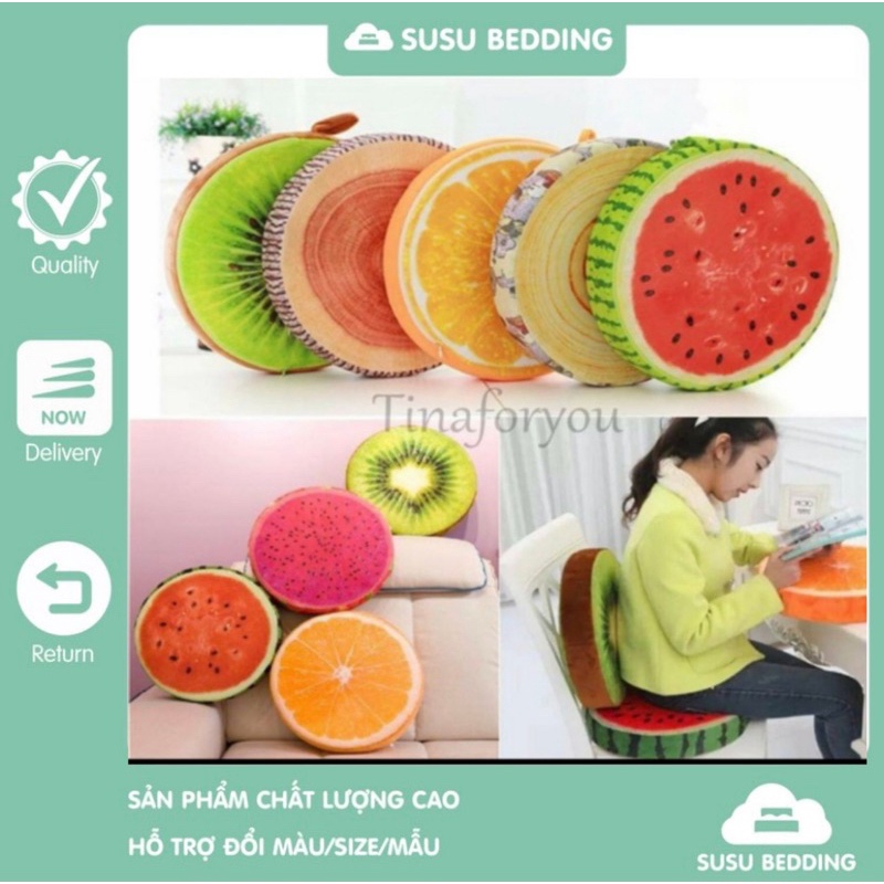 GỐI HOA QUẢ 3D, gối tựa trái cây dễ thương ngộ nghĩnh