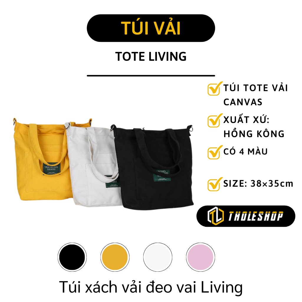 Túi Tote - Túi Xách Vải Đeo Vai Living, Chất Liệu Canvas Bền, Phong Cách Hàn Quốc 7398