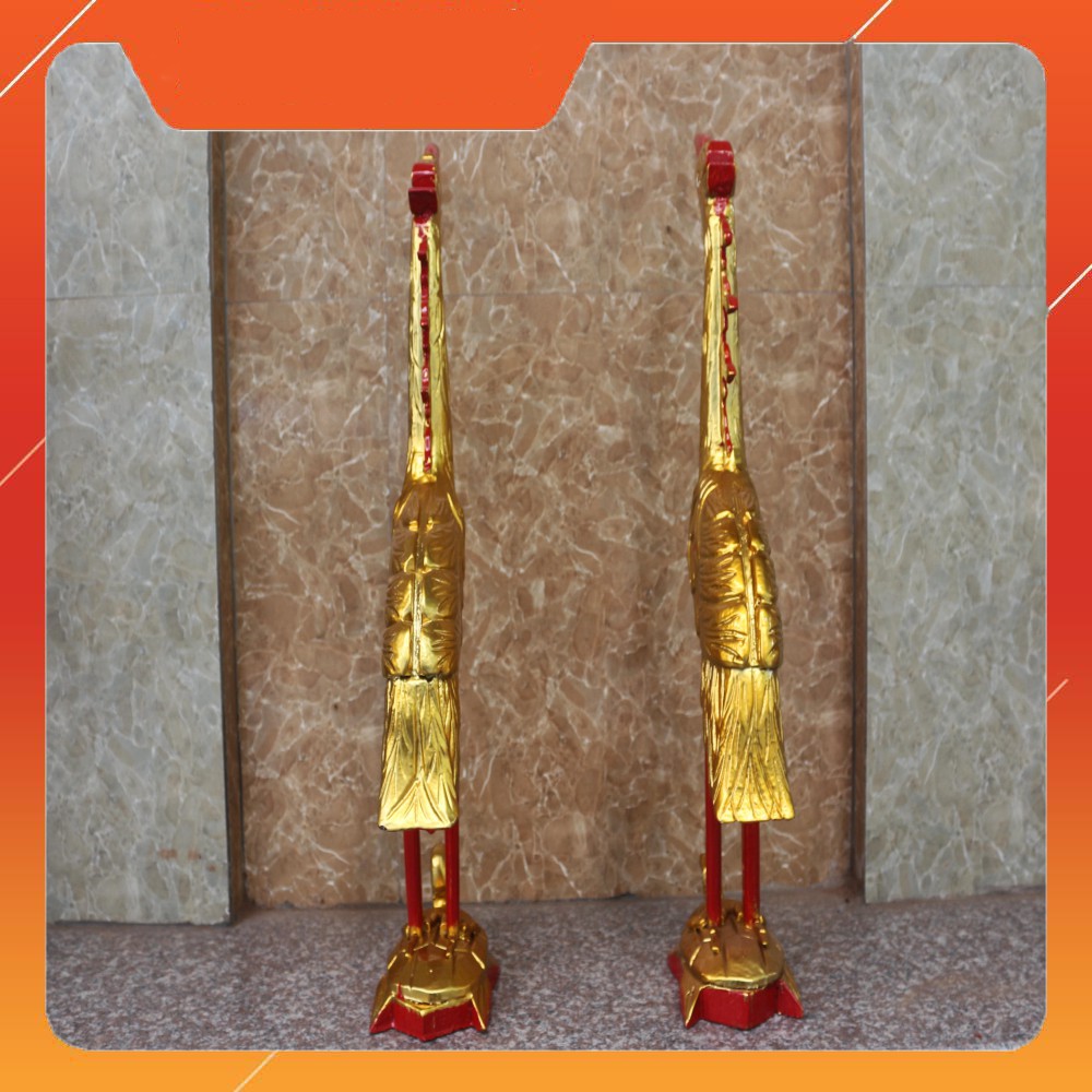 Hạc thờ gia tiên gỗ mít cao 61cm