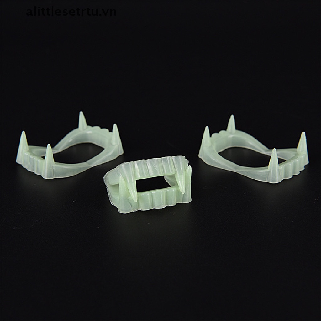 Set 10 Răng Nanh Giả Dạ Quang Hóa Trang Ma Cà Rồng Cho Lễ Halloween