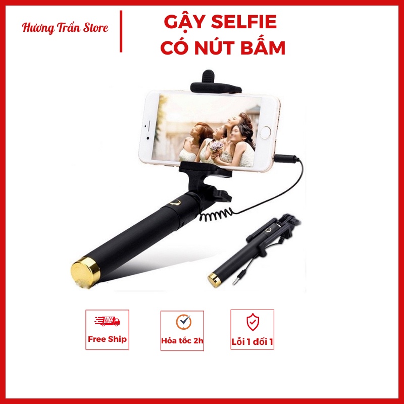 Gậy tự sướng, gậy selfie có nút bấm hỗ trợ chụp ảnh, quay phim, có jack 3.5mm, nhỏ gọn chắc chắn, tiện lợi bỏ túi