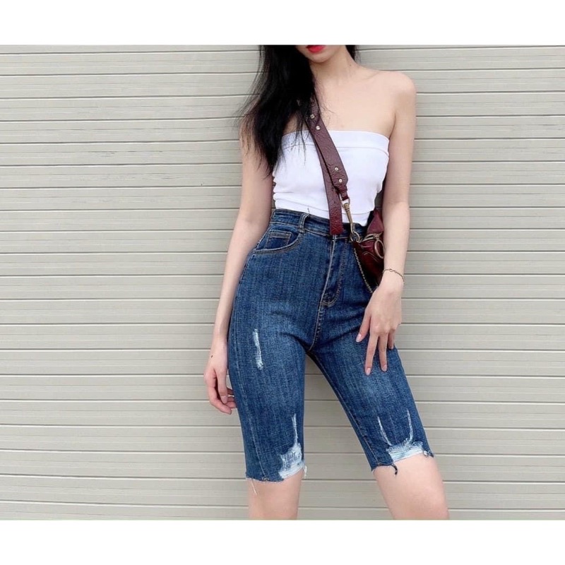 Quần jean ngố form ôm co giãn lưng cao hàng loại 1 ( hình thật kèm video )