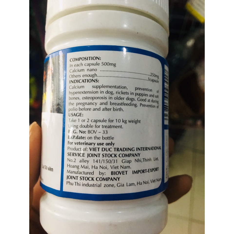 Canxi nano chó mèo cho chó bầu bổ sung canxi, chống hạ bàn, cụp tai chó,phòng bại liệt tốt cho thời kì mang thai