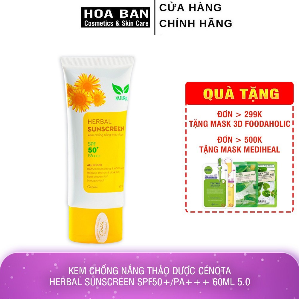 Kem chống nắng thảo dược Cénota Herbal Sunscreen SPF50+/PA+++ 60ml