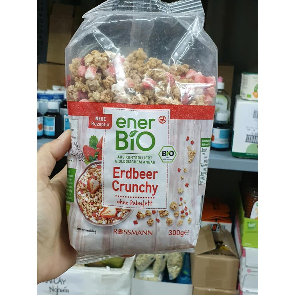Hỗn hợp ngũ cốc, yến mạch, dâu sấy Ener Bio Erdbeer Crunch 300g