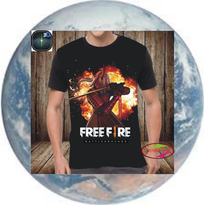 Áo Free Frie màu đen cổ tròn 3D công nghệ Hàn Quốc cực đẹp In hình Áo đen Qủy kiếm